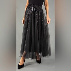Satin Bow Sparkle Mesh Tulle Skirt